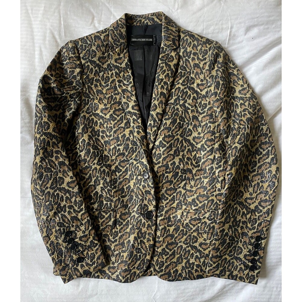Zadig & Voltaire Deluxe Veda Leopard Rare Metallic Gold Brocade Blazer Sz S NWOT